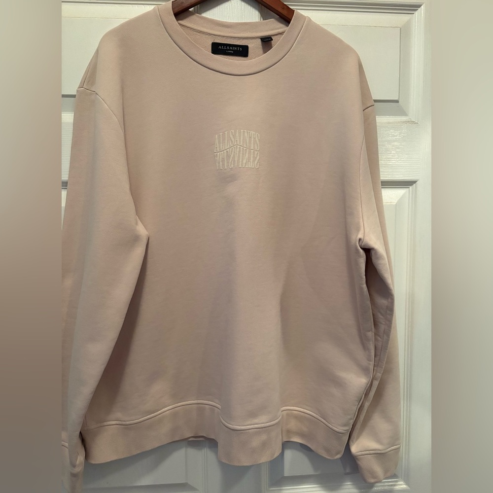 All Saints Men's Cream Crewneck Sweater